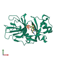 PDB entry 1xk5 coloured by chain, front view.