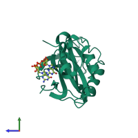 PDB entry 1xk5 coloured by chain, side view.