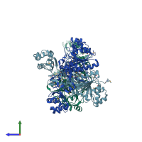 PDB entry 1xk7 coloured by chain, side view.