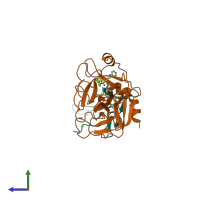 PDB entry 1xka coloured by chain, side view.