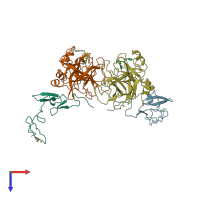 PDB entry 1xkb coloured by chain, top view.