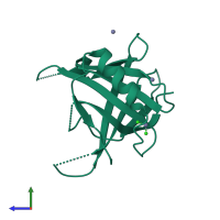 PDB entry 1xki coloured by chain, side view.