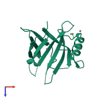 PDB entry 1xki coloured by chain, top view.
