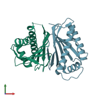 PDB entry 1xko coloured by chain, front view.