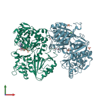 PDB entry 1xkv coloured by chain, front view.