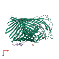 PDB entry 1xkw coloured by chain, top view.