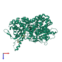 PDB entry 1xkx coloured by chain, top view.