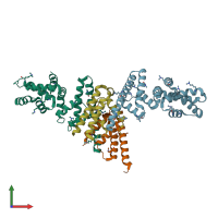 PDB entry 1xl3 coloured by chain, front view.
