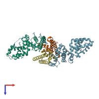 PDB entry 1xl3 coloured by chain, top view.
