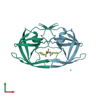 PDB entry 1xl5 coloured by chain, front view.