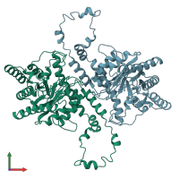 PDB entry 1xll coloured by chain, front view.