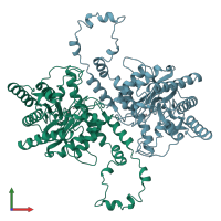 PDB entry 1xlm coloured by chain, front view.