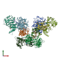 PDB entry 1xlt coloured by chain, front view.