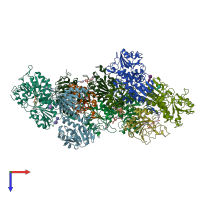 PDB entry 1xlt coloured by chain, top view.