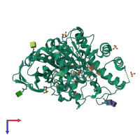 PDB entry 1xlu coloured by chain, top view.