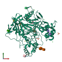 PDB entry 1xlv coloured by chain, front view.