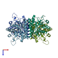 PDB entry 1xm3 coloured by chain, top view.