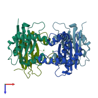 PDB entry 1xm5 coloured by chain, top view.