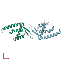 PDB entry 1xma coloured by chain, front view.