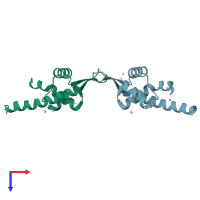 PDB entry 1xma coloured by chain, top view.