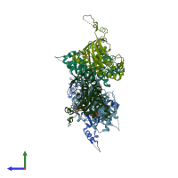 PDB entry 1xmi coloured by chain, side view.