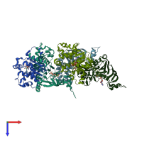 PDB entry 1xmi coloured by chain, top view.