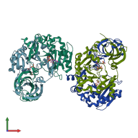 PDB entry 1xmm coloured by chain, front view.