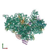 PDB entry 1xmo coloured by chain, front view.