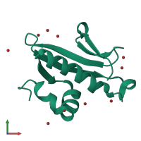 PDB entry 1xmt coloured by chain, front view.