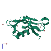 PDB entry 1xmt coloured by chain, top view.