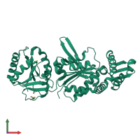 PDB entry 1xmx coloured by chain, front view.