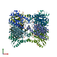 PDB entry 1xn1 coloured by chain, front view.