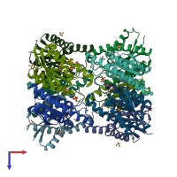 PDB entry 1xn1 coloured by chain, top view.