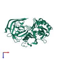 Monomeric assembly 1 of PDB entry 1xn3 coloured by chemically distinct molecules, top view.