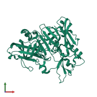 Monomeric assembly 2 of PDB entry 1xn3 coloured by chemically distinct molecules, front view.