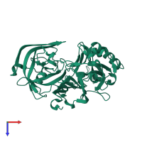 Monomeric assembly 2 of PDB entry 1xn3 coloured by chemically distinct molecules, top view.