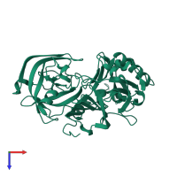 Monomeric assembly 4 of PDB entry 1xn3 coloured by chemically distinct molecules, top view.