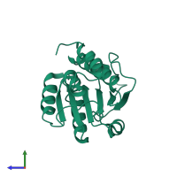 PDB entry 1xn4 coloured by chain, side view.