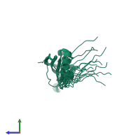 PDB entry 1xn9 coloured by chain, ensemble of 20 models, side view.