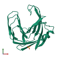 PDB entry 1xnb coloured by chain, front view.