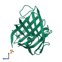 PDB entry 1xnb coloured by chain, side view.