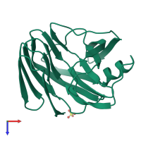 PDB entry 1xnb coloured by chain, top view.