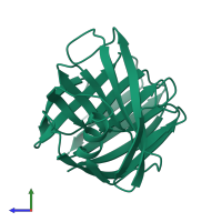 PDB entry 1xnd coloured by chain, side view.