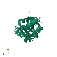PDB entry 1xne coloured by chain, ensemble of 20 models, side view.