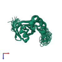 PDB entry 1xne coloured by chain, ensemble of 20 models, top view.