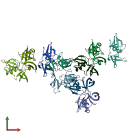 PDB entry 1xni coloured by chain, front view.