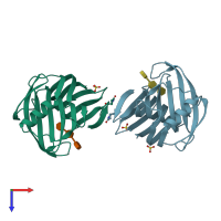 PDB entry 1xnk coloured by chain, top view.