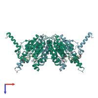 PDB entry 1xny coloured by chain, top view.