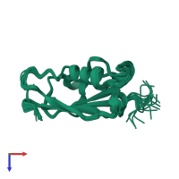 PDB entry 1xo3 coloured by chain, ensemble of 20 models, top view.