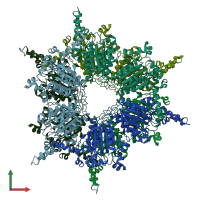 PDB entry 1xo6 coloured by chain, front view.